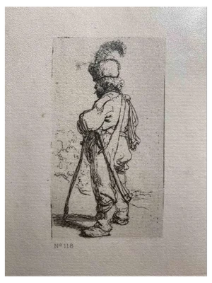 Charles Amand Durand after Rembrandt, Polander Leaning on a Stick, Engraving, 19th Century