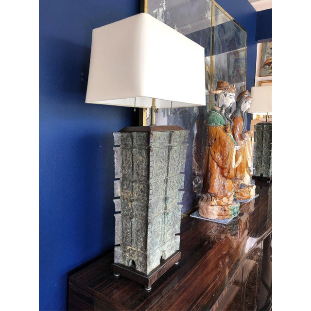 Vintage Chinese Bronze Vessels Mounted as Lamps- a Pair For Sale - Image 4 of 11