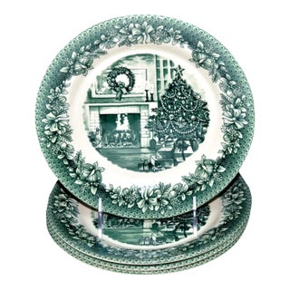 Vintage Legend Green, Christmas Tree Salad Plates -Set of 4 For Sale
