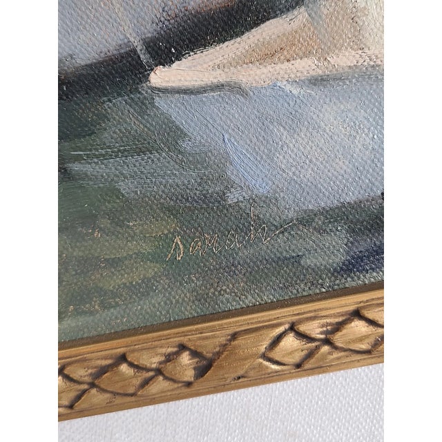Beautiful Framed Original Acrylic on Board ‘Sailboat Harbor’ For Sale - Image 4 of 7