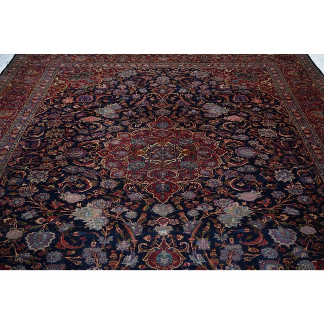 Persian Vintage Persian Kashan Rug 9'6" X 11’6” For Sale - Image 3 of 9