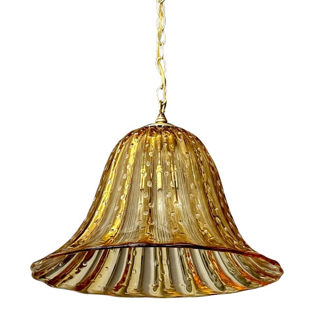 Murano Gold Glass Bell Shaped Chandelier or Pendant For Sale