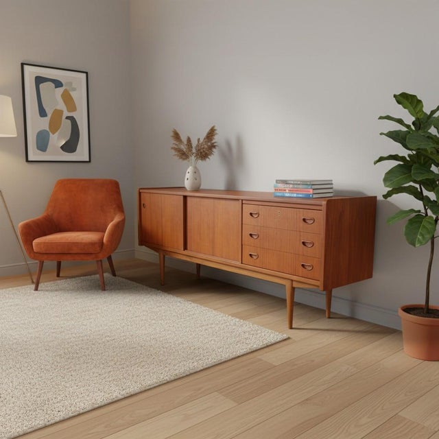 Danish Teak Sideboard with Sliding Doors and Drawers, 1960s For Sale - Image 9 of 14