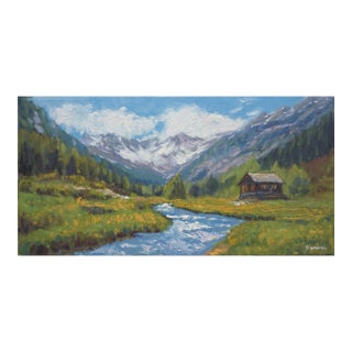 Original Oil Painting of Alps Mountain For Sale