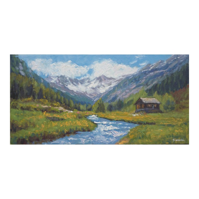 Original Oil Painting of Alps Mountain For Sale
