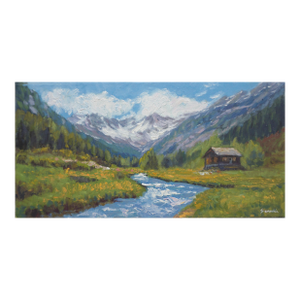 Original Oil Painting of Alps Mountain