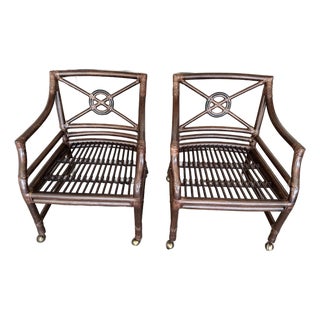 2000s Pair of McGuire Target Back Chairs For Sale