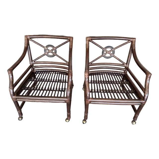 2000s Pair of McGuire Target Back Chairs For Sale