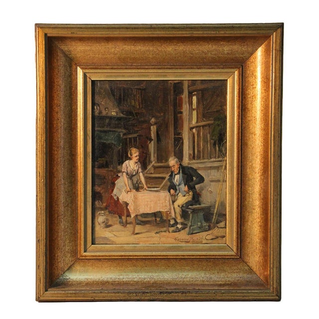 Gerard Portielje, Tavern Interior Scene, 19th Century, Oil on Wood, Framed For Sale - Image 8 of 8
