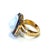 Yellow Bochic “Orient” Vintage Multi Sapphire & White Pearl Ring Set 18K Gold & Silver For Sale - Image 8 of 11