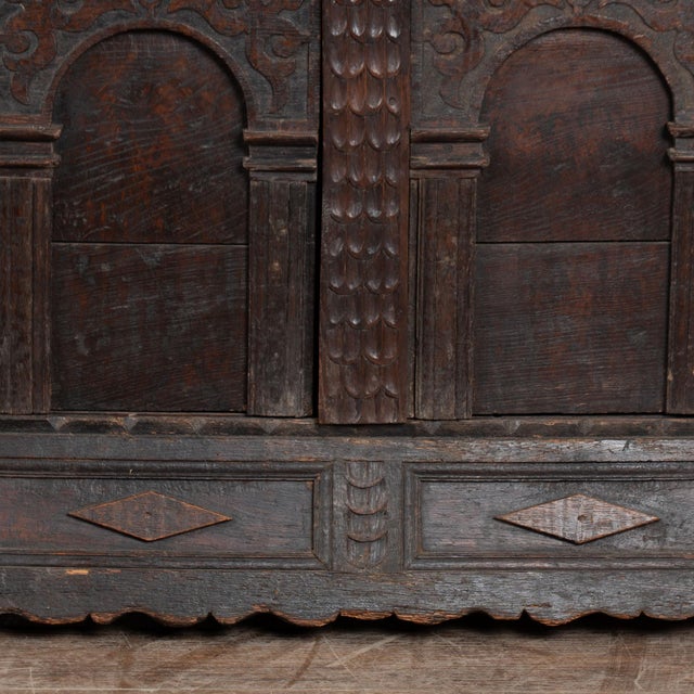 18th Century German Carved Oak Display Cabinet Buffet Dated 1743 For Sale - Image 15 of 17