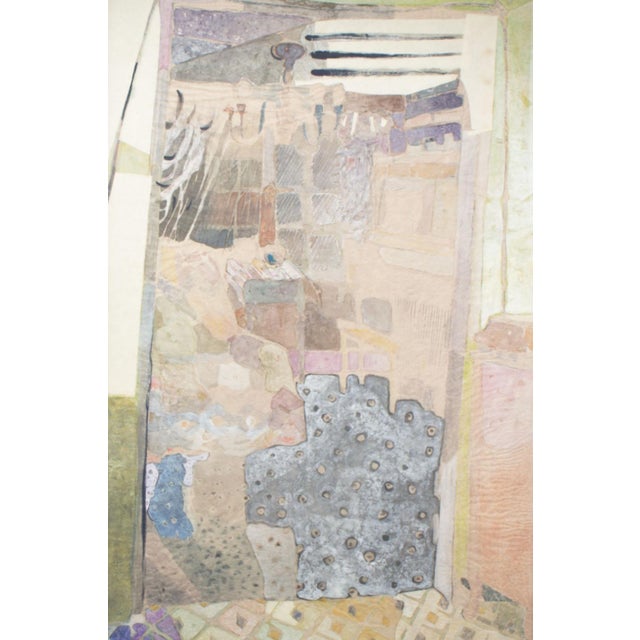 A 1960s mixed media painting of an interior by the Canadian artist Walter Sorge (1931-2021). This watercolor and paper...