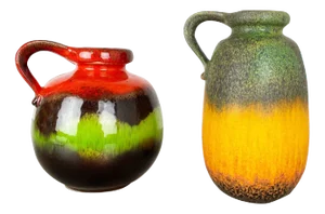 German Multi-Color Fat Lava Pottery Vases from Scheurich, 1970s, Set of 2