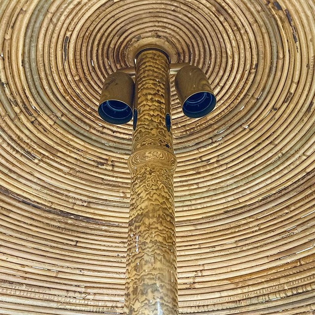 Floor Lamp in Polished Brass and Bamboo Diffuser, 1980s For Sale - Image 4 of 6