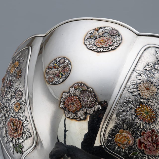 Antique Japanese Meiji Silver and Enamel Bowl, 1900s For Sale - Image 9 of 18