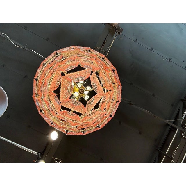 Early 21st Century Modern Pink Murano Glass Waterfall Chandelier For Sale - Image 5 of 7