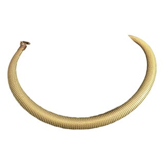 1950s Textured Omega Choker Necklace Tubular Mesh/Coil Method (Tubogas Style) Over a Hollow Core. For Sale