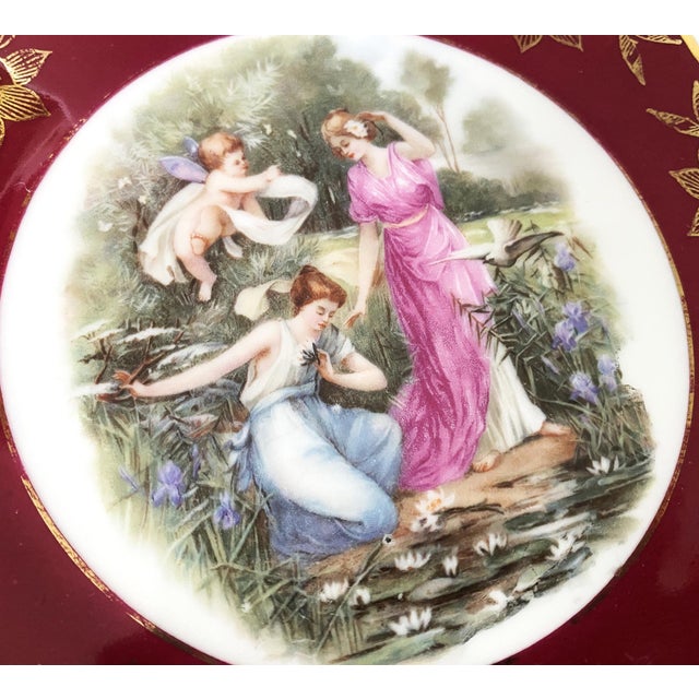 1940's Mythological Scene Plates, Cico Bavaria Germany, Ruby & Gold, Set of 6 For Sale - Image 4 of 17