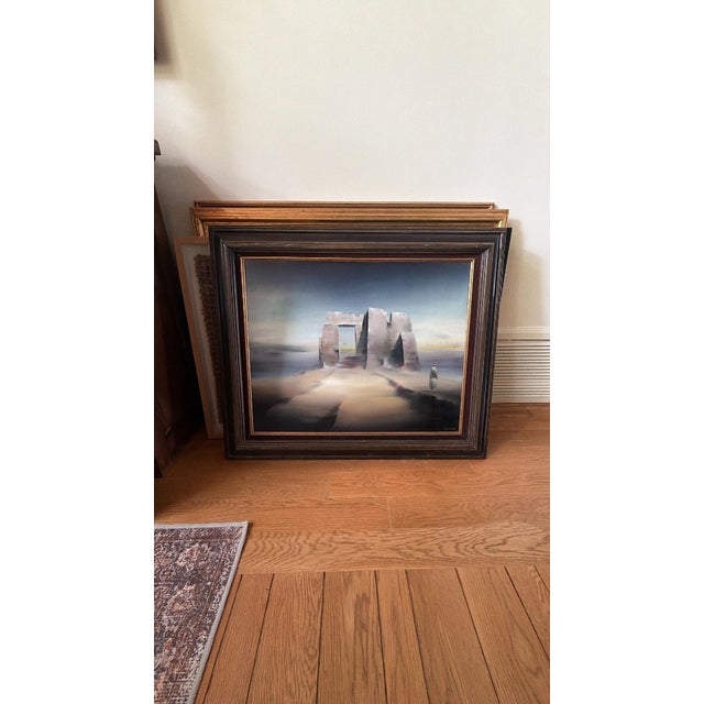 Mid-Century Modern Surrealist Oil Painting – Monumental Landscape With Solitary Figure -Original by Robert Watson For Sale - Image 3 of 3