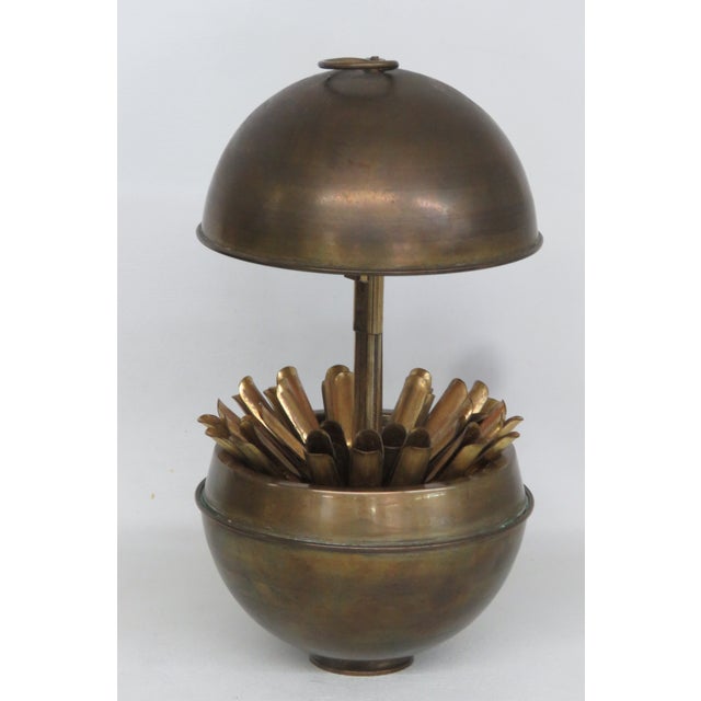 Mid 20th Century Argentina Brass Globe Sphere Cigarette Holder Dispenser 4682b For Sale - Image 5 of 16