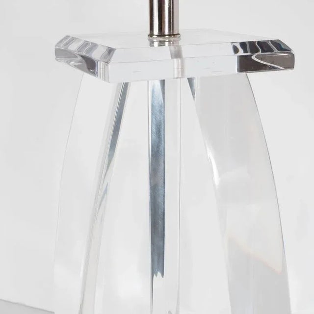 Black Mid-Century Modernist Lucite Table Lamp with Chrome Fittings For Sale - Image 8 of 11