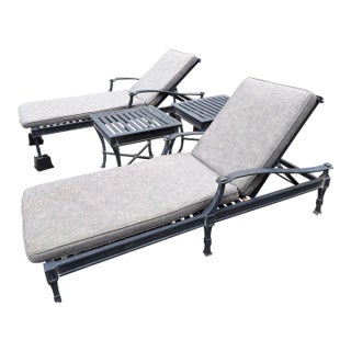 Restoration Hardware Antibes Zinc Chaise Lounge Chairs With Cushions ($1500 for Pair $750 Each) For Sale