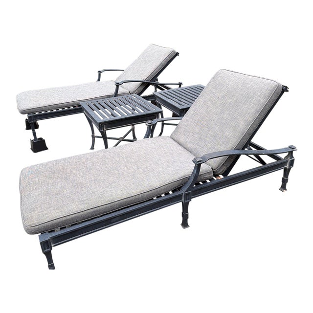 Restoration Hardware Antibes Zinc Chaise Lounge Chairs With Cushions ($1500 for Pair $750 Each) For Sale