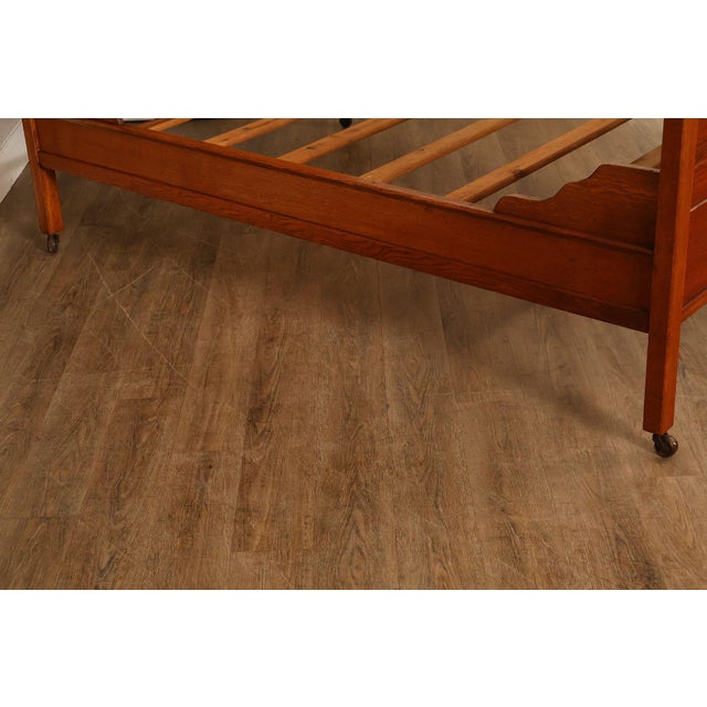 Antique American Victorian Oak Full Size High Back Bed For Sale - Image 9 of 18