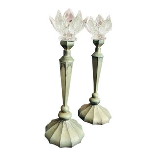 Vintage Pair of Godinger Silver Art Candle Holders For Sale