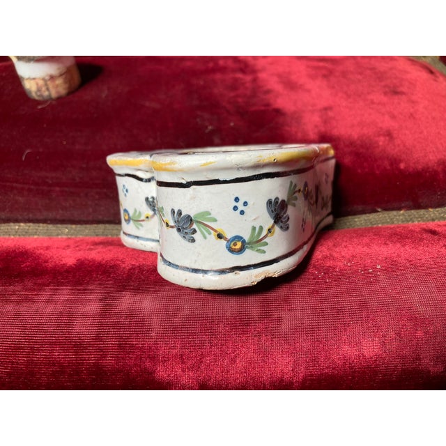 Antique Colorful French Faience Inkwell - Heart Shaped 19th Century For Sale - Image 10 of 10
