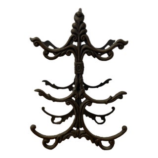 Likely Antique Cast Iron Scrollwork Fireplace Log Holder With Ornate Victorian Styling For Sale