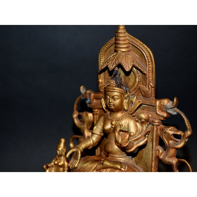 Gilt Bronze Tibetan Buddha Under Bodhi Tree For Sale - Image 12 of 16
