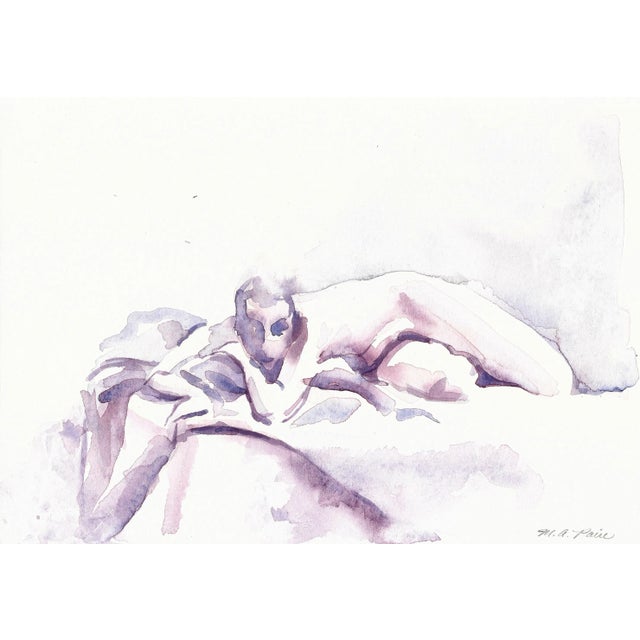 Realism Purple Female Nude Figure Painting Framed For Sale - Image 3 of 8