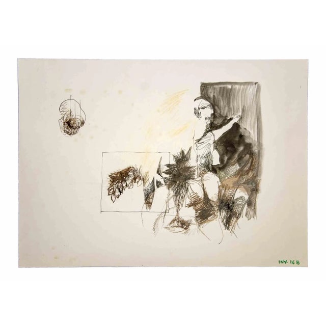 Interior scene is an original artwork realized in the 1970s by the italian contemporary artist leo guida (1992 - 2017)....