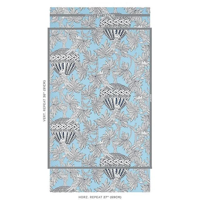 Architectural vases, tropical vines, and exotic birds come together in the Santarem wallpaper design. This stylized,...