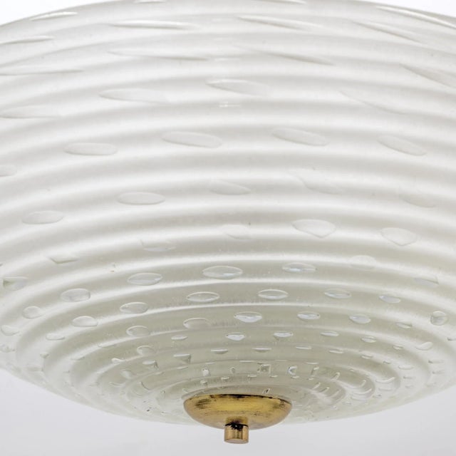Art Deco Murano Italian Glass Pendant Chandelier Pulegoso attributed to Ercole Barovier, 1930s For Sale - Image 6 of 8