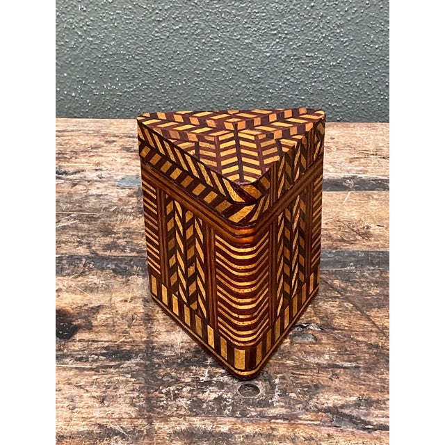 Vintage Geometric Inlaid Wood Box For Sale - Image 11 of 12