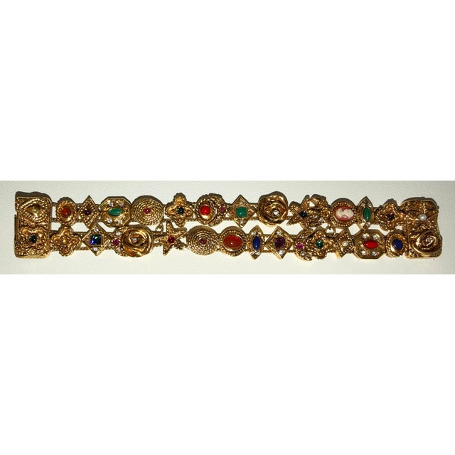 Victorian Vintage Carolee Victorian Revival Style Gold Tone Multi-Row Slide Charm Bracelet For Sale - Image 3 of 4
