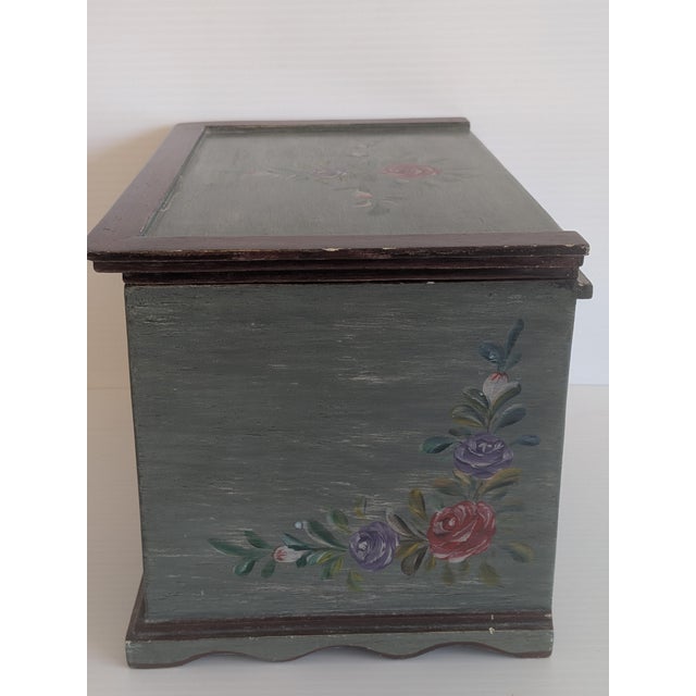 Shabby Chic Vintage Handcrafted and Painted Wood Folk Art Jewelry Box For Sale - Image 3 of 12