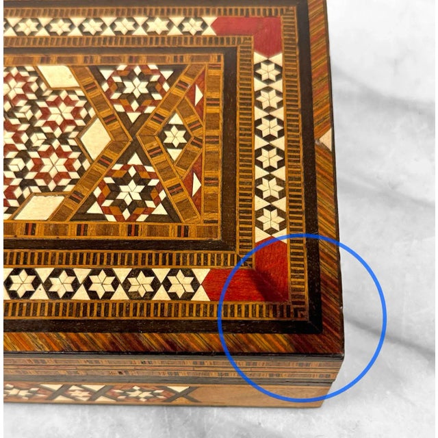 Vintage Moorish Marquetry Inlaid Storage Dresser Box For Sale - Image 9 of 10