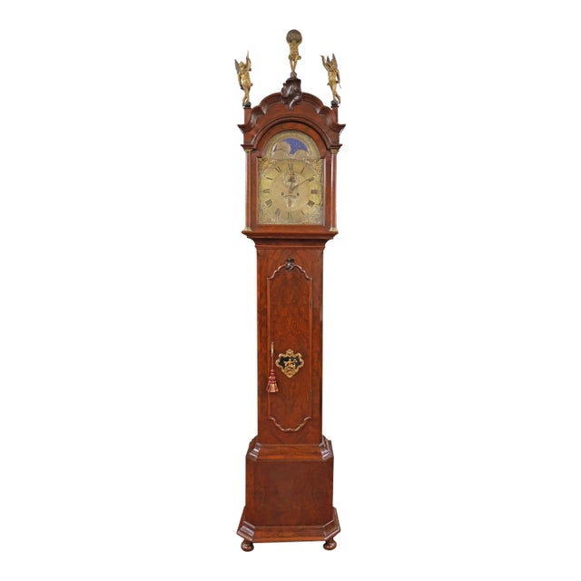 Klaas Troost 18th Century Dutch Burl Walnut Tall Case Grandfather Clock For Sale