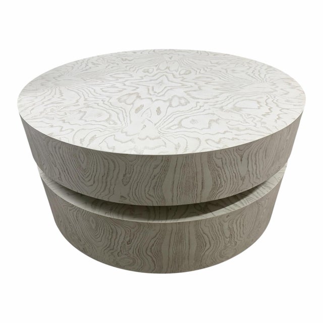 Ashley Childers for Global Views Pivot Cocktail Table in White Cerused Ash Burl For Sale In Dallas - Image 6 of 10
