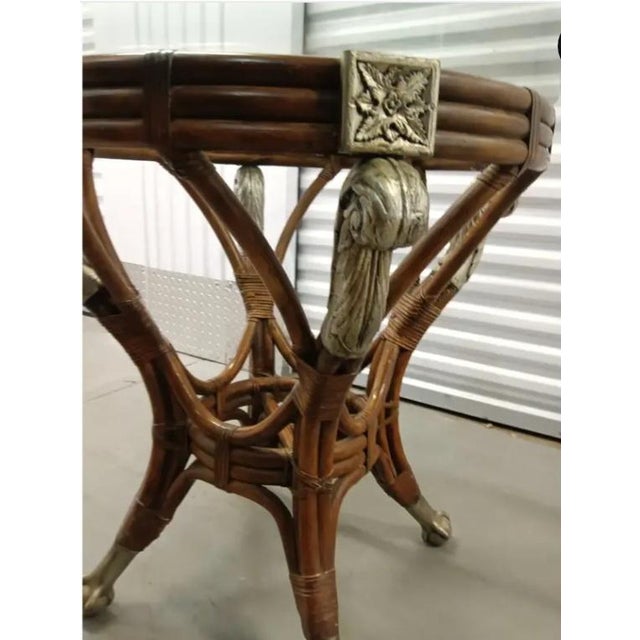 Chippendale 1990s Bamboo Chippendale Glass Top Table For Sale - Image 3 of 4