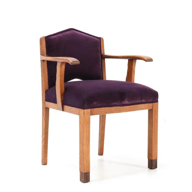 Set of Oak Art Deco Armchairs from FA Drilling Amsterdam, 1920s For Sale - Image 8 of 18