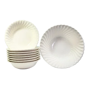 White Ironstone Bowls- Set of Nine