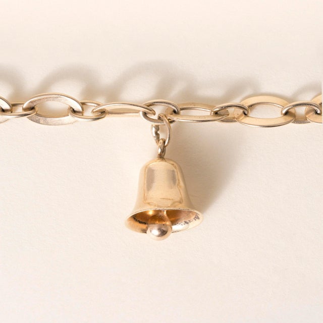 Metal Vintage 14k Yellow Gold Multi Objects Charm Bracelet For Sale - Image 7 of 10