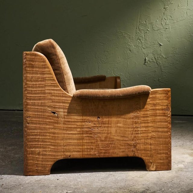 Vintage Three-Seater Sofa in Mohair and Oak, Belgium, 1940s For Sale - Image 9 of 16