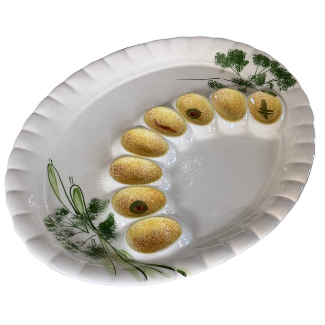 Ceramic Made in California U. S. A. Vintage Trompe l'Oleil Egg Platter For Sale - Image 7 of 10