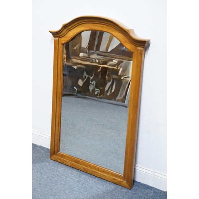 American Broyhill Furniture Solid Oak Early American Country Style 36" Arched Mirror 2283-241 For Sale - Image 3 of 7
