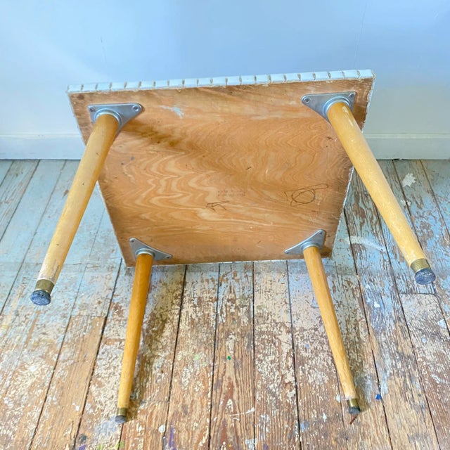 Black Mid Century Mosaic Table Petite Side Table Indoor Outdoor Furniture Retro Pink Black White Tile For Sale - Image 8 of 11